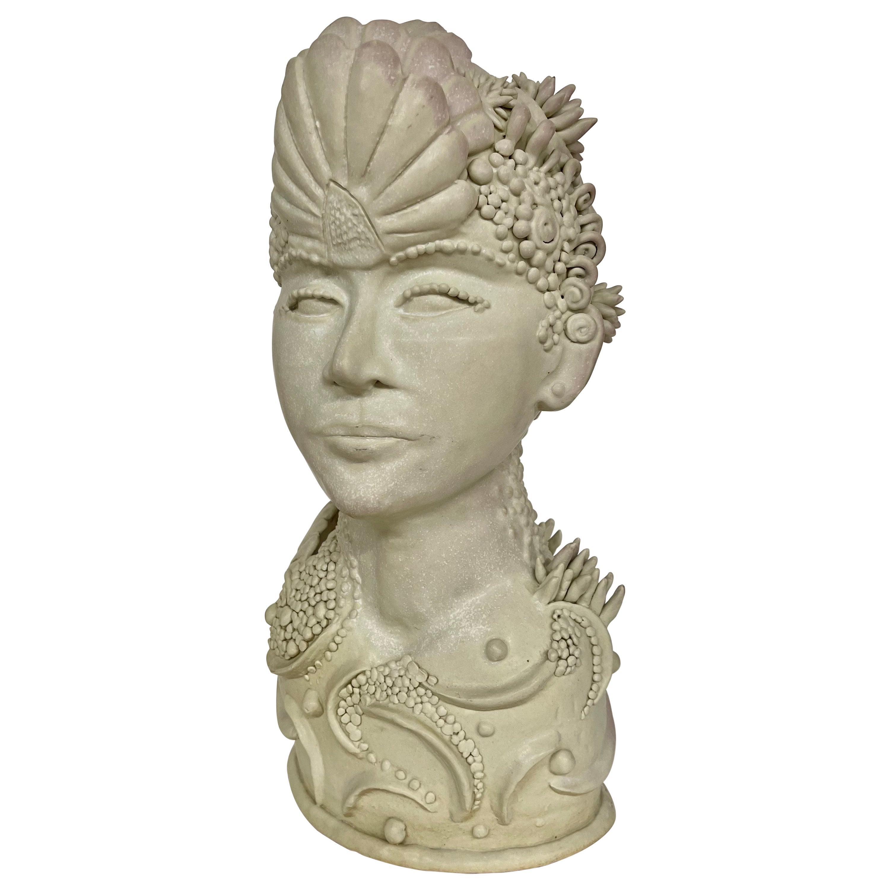 David Farnsworth Pottery Bust Polynesian Woman For Sale