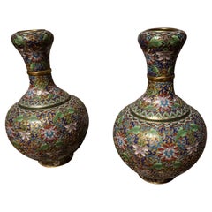 Pair of Fine Chinese Cloisonne Gooseneck Vases
