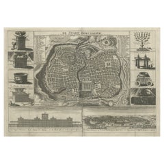 Antique Map of the Holy City Jerusalem in Israël, c.1700