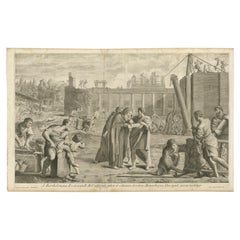 Rare Copper Engraved Plate of Bartholomew the Apostle Building a Temple, 1762