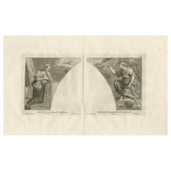 Seltener gravierter Teller mit der Darstellung der Heiligen Jungfrau und des Archangel Gabriel, 1762