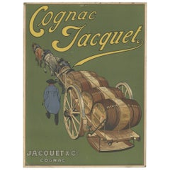 Lithograph on Carton, Vintage Promotion Board for Cognac Jacquet, ca.1950's