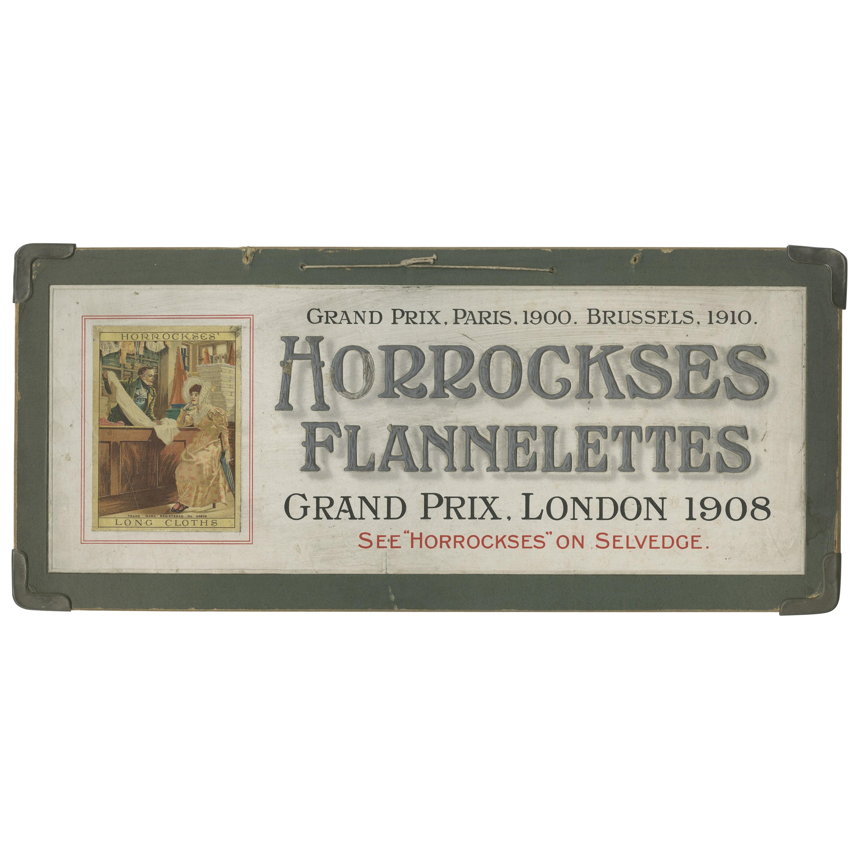 Vintage-Anzeige auf Karton, geprägt, für Horrockses Long Clothes, um 1910  im Angebot