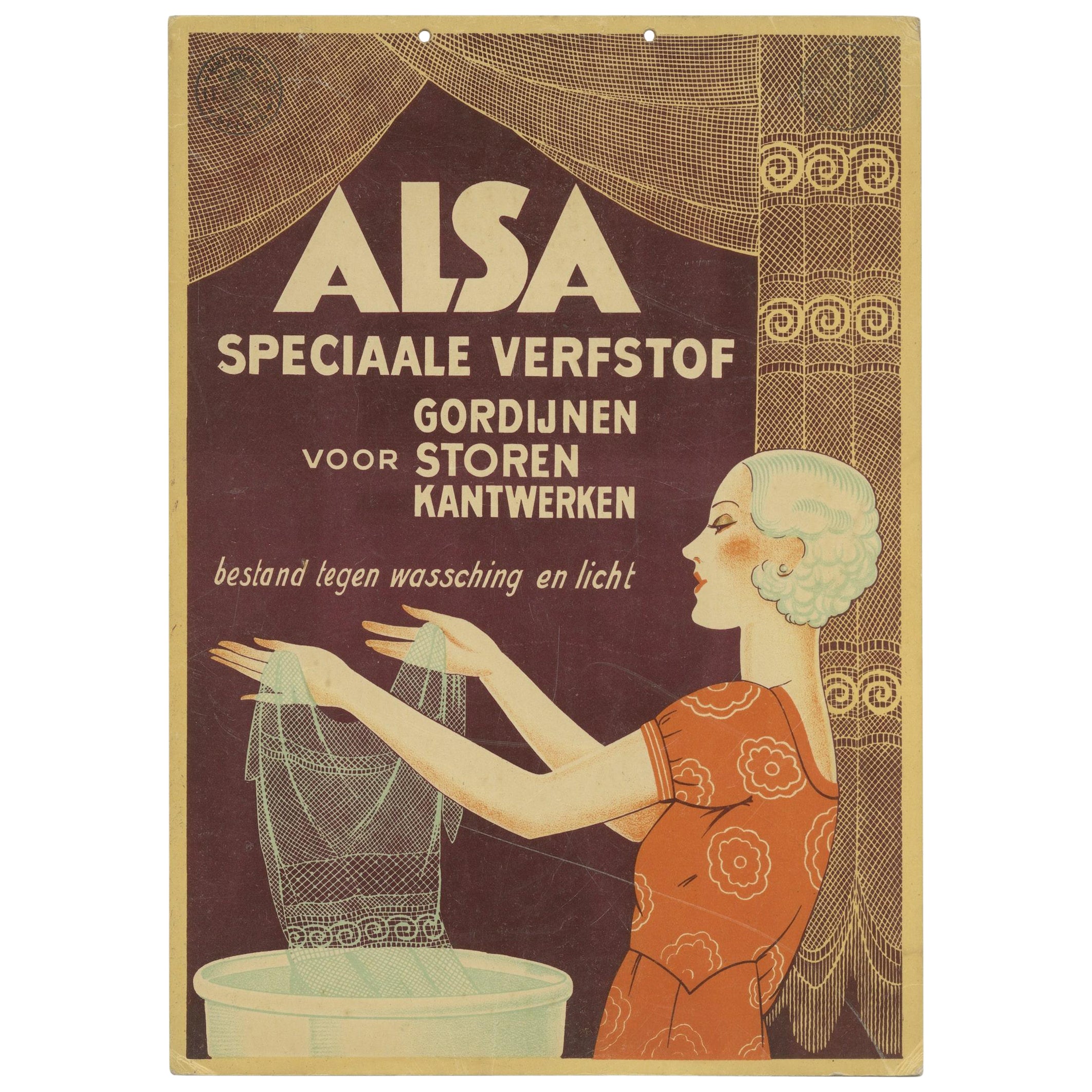 Original Antique Lithograph on Board, Dutch Promotion for Paint, ca.1935 For Sale