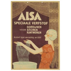 Original Antique Lithograph on Board, Dutch Promotion for Paint, ca.1935