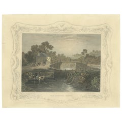 Old Print of Old Windsor Lock on the River Thames, England Near Berkshire, 1834