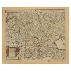 Antique Old Map of the Western Part of Central Europe, c.1680