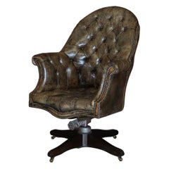 Godfather Hillcrest Cigar Brown Leather Chesterfield Directors Captains Chair