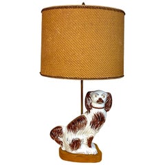 Staffordshire Brown Sponge Decorated Seated Spaniel, Now as a Lamp