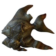 Art Deco Fish Wall Sculpture in Disco Metal, 1930s