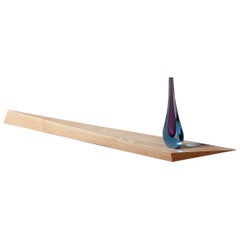 Comet, Hand Carved, Contemporary Floating Shelf in Ash Wood by David Tragen