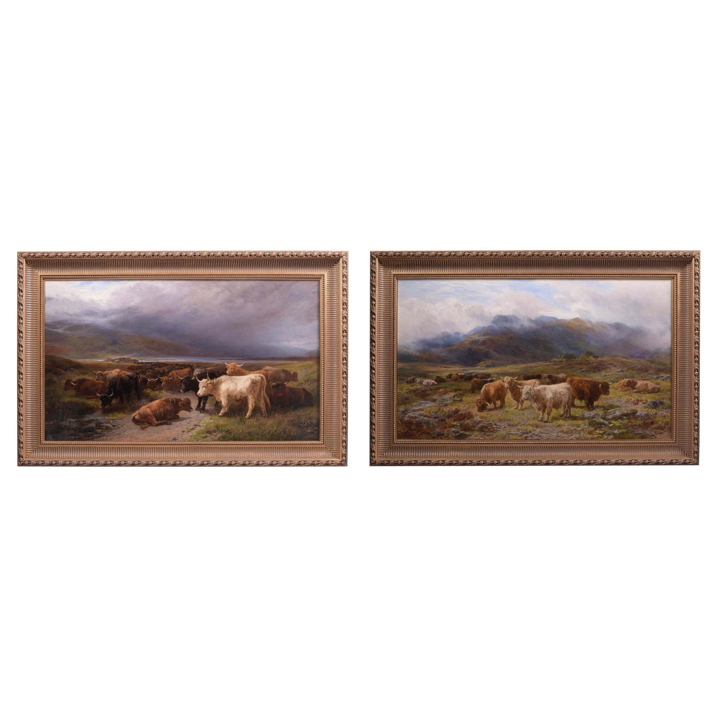 Paire de peintures des Highlands écossais du 19ème siècle par Henry Garland