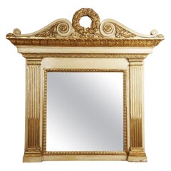 19th Century Italian Neoclassical Mirror Ivory and Giltwood Overmantel