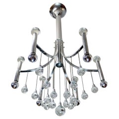 Sciolari Sputnik Chandelier Murano Glass & Chrome, Italy, 1970s