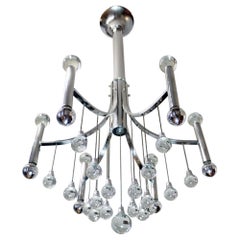 Italian Murano Glass and Chrome Chandelier by Sciolari