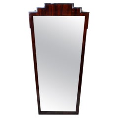 Trapezoidal Mirror with Macassar Veneer and Bras Trim