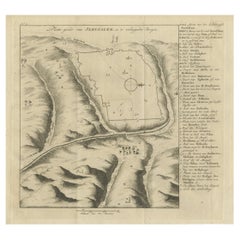 Antiker Gravur einer Karte oder eines Plans von Jerusalem und den umliegenden Bergen, 1773