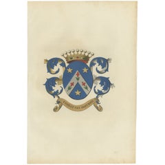 Ancienne estampe de Genealogie de la famille belge « Vienne Hoffmann », 1862