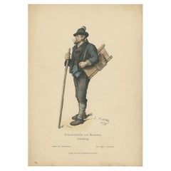 Antique Costume Print of a Cabbage Cutter From Montafon in Austria, C.1880