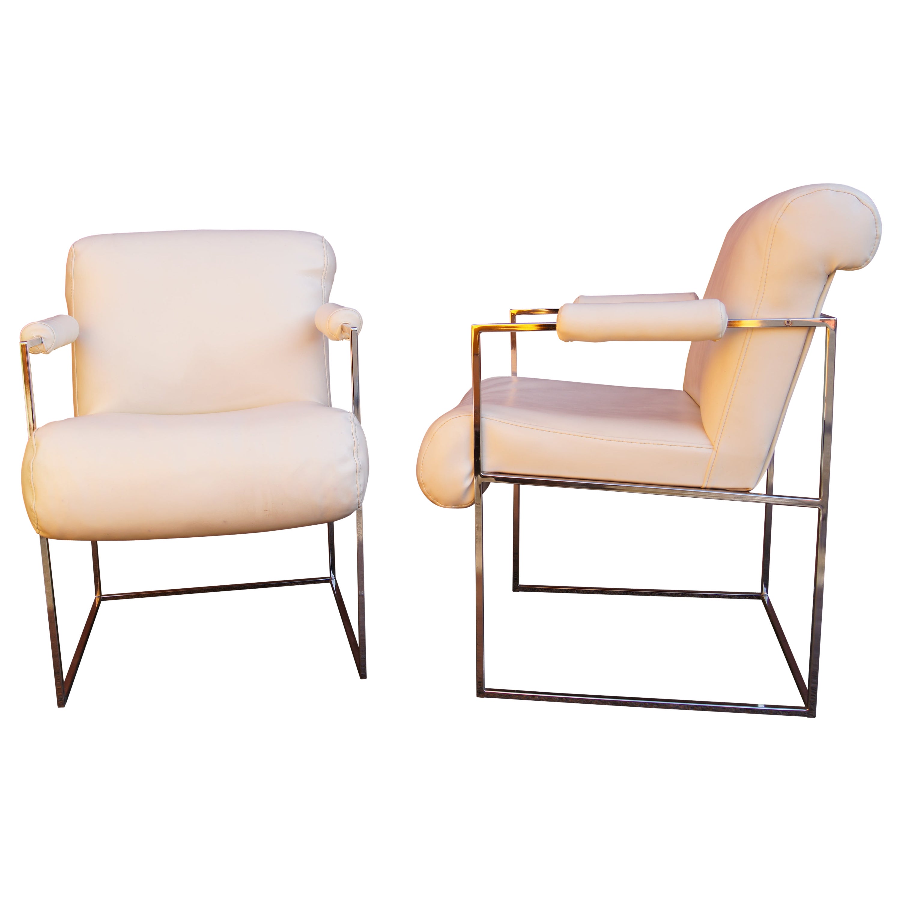 Pair of Thin Line Chrome Armchairs by Milo Baughman for Thayer Coggin