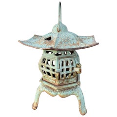 Japanese Vintage Old Robin Egg Blue Hearts Garden Lantern