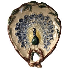 Majolica Peacock Platter or Dish circa 1890