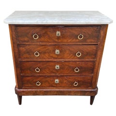 19th Century French Marble Top Mahogany Chest
