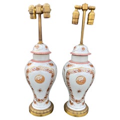 Appliques d'exportation chinoise montées comme lampes, 19ème siècle