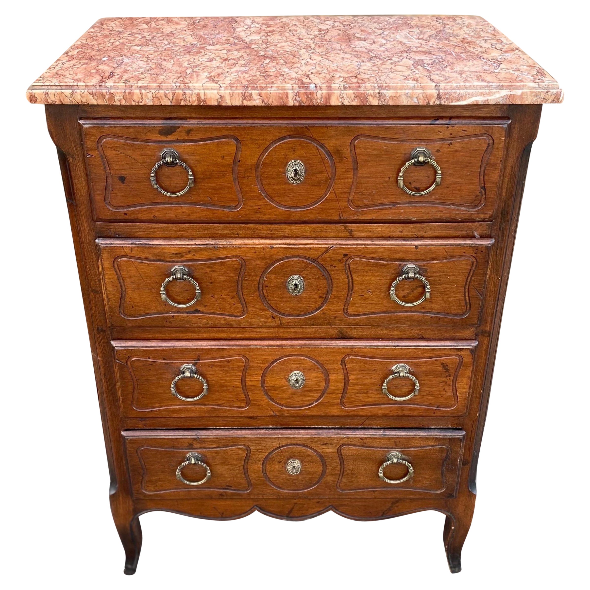 19th Century French Marble Top Bedside Chest For Sale
