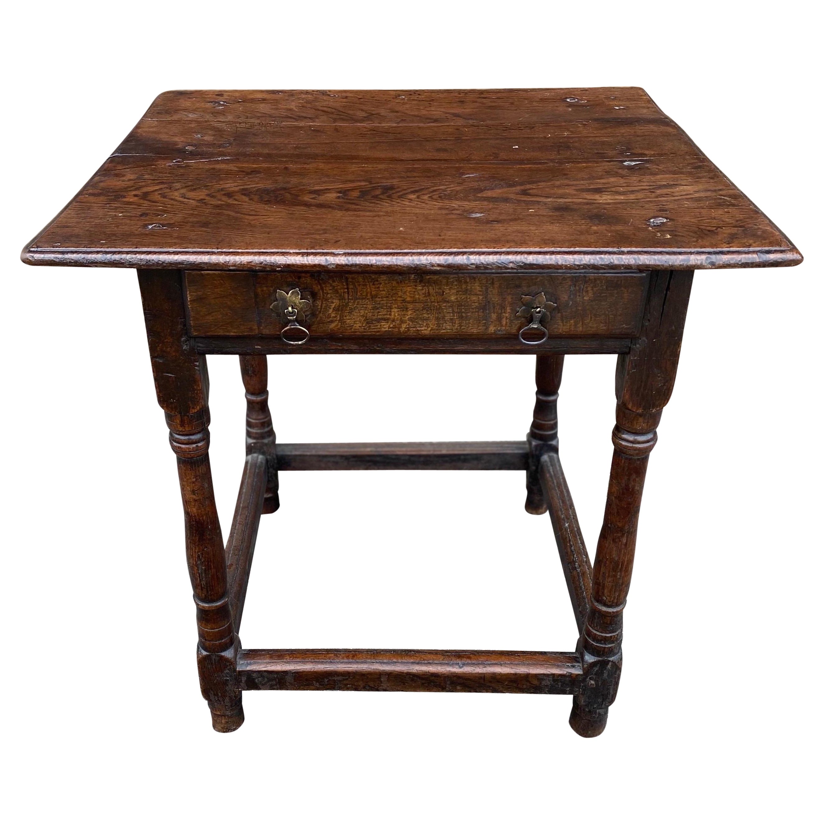 Very Early 18th Century English Oak Joint Table with Drawer