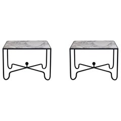 Pair of Extra Large 'Entretoise' Arabescato Marble Side Tables by Design Frères