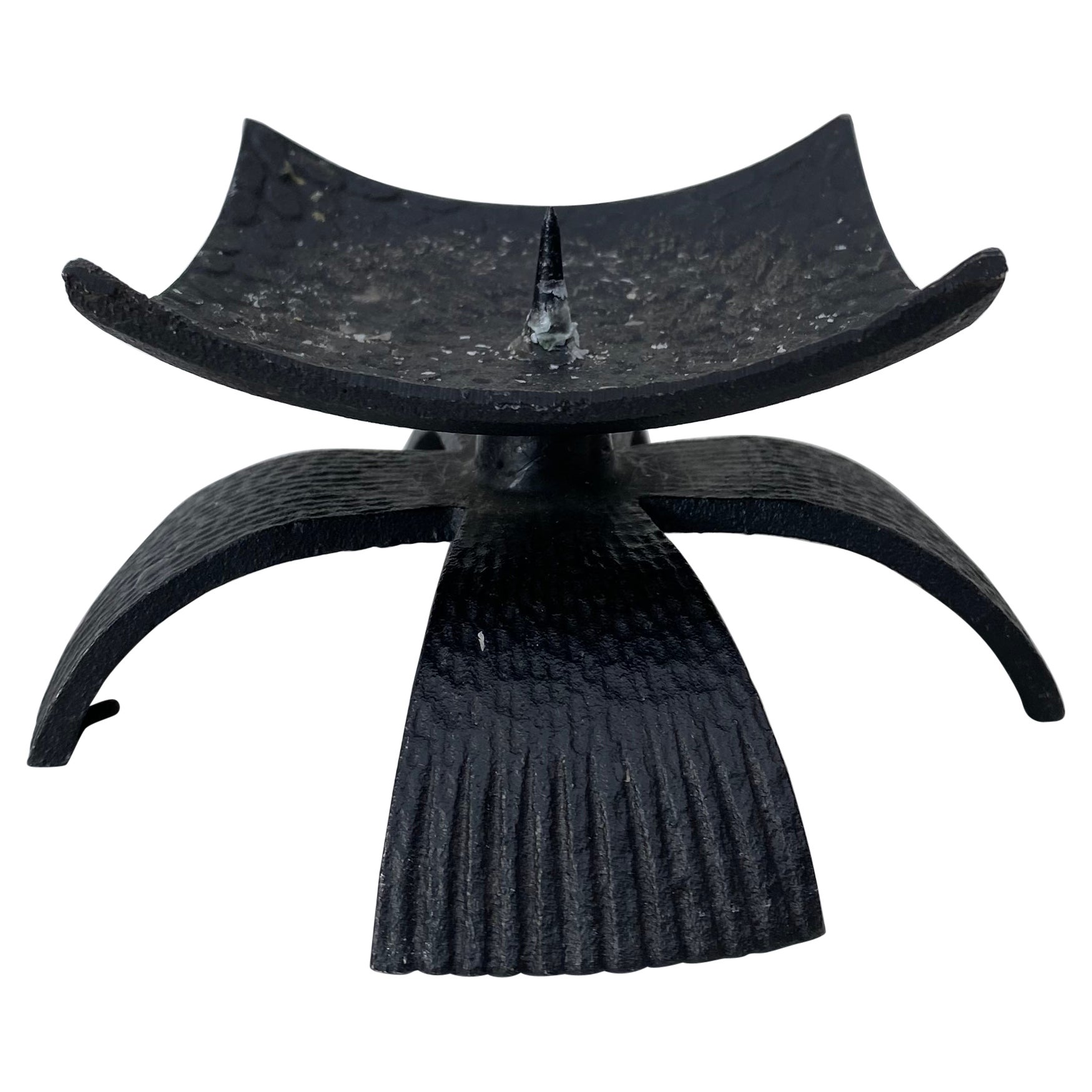 Brutalist Iron Candlestick, ca. 1960s For Sale