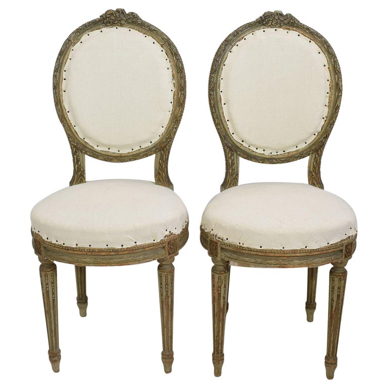 Pair of 18th Century French Louis XVI Side Chairs at 1stDibs