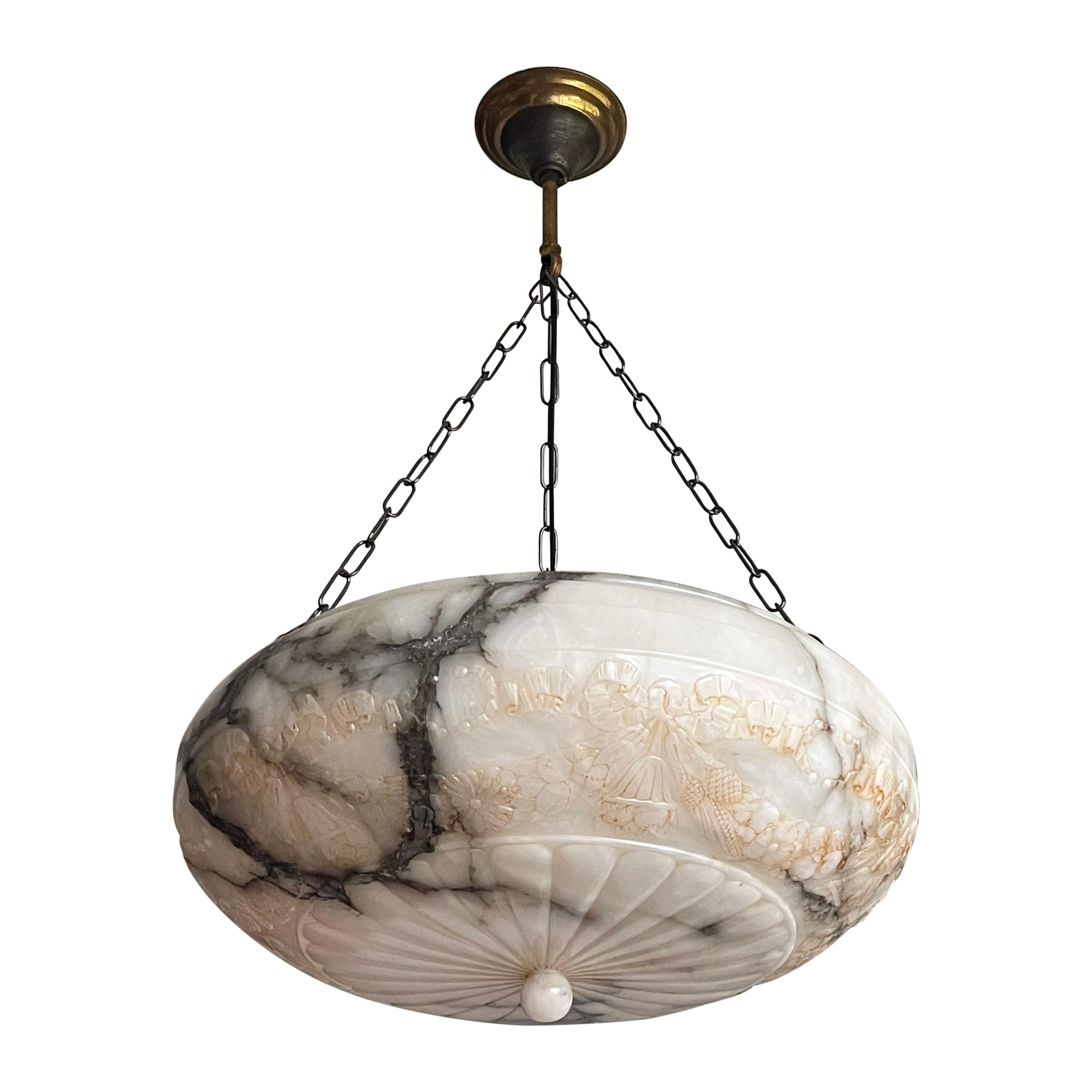 Large Hand Carved Antique Alabaster Pendant Chandelier Top Quality Fixture,  1910 For Sale at 1stDibs | alabaster pendant lights, 1910s light fixtures,  antique 1910 ceiling light fixtures