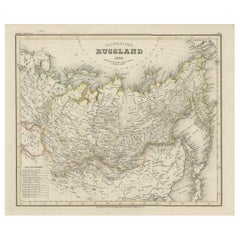 Antike Karte Russlands in Asien aus einem alten deutschen Atlas, 1845