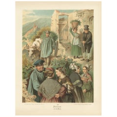 Antique Costume Print 'Preussen an der Mosel', Germany, 1890