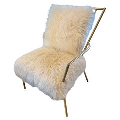 Mitchell Gold Mongolian Sheepskin Chair with Gold Frame