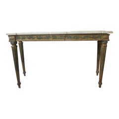18th Century Italian Louis XVI Painted And Parcel Gilt Console Table
