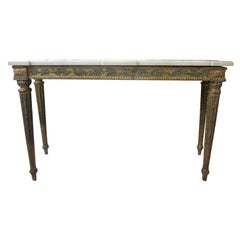18th Century Italian Louis XVI Painted and Parcel Gilt Console Table