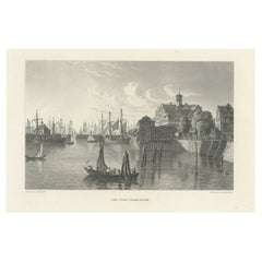 Antique Print of Frederiksborg Castle in Denmark, ca.1880