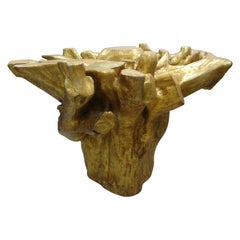 Organisch Modern Vergoldet Faux Bois Baumstumpf Tischfuß