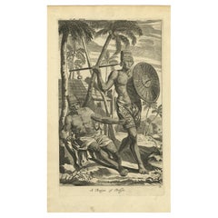 Grabado del pueblo buginés cerca de Batavia, Indias Orientales, Indonesia, 1744