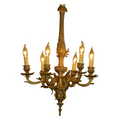 English Victorian Rococo Chandelier in Gilded Cast Bronze Electrified