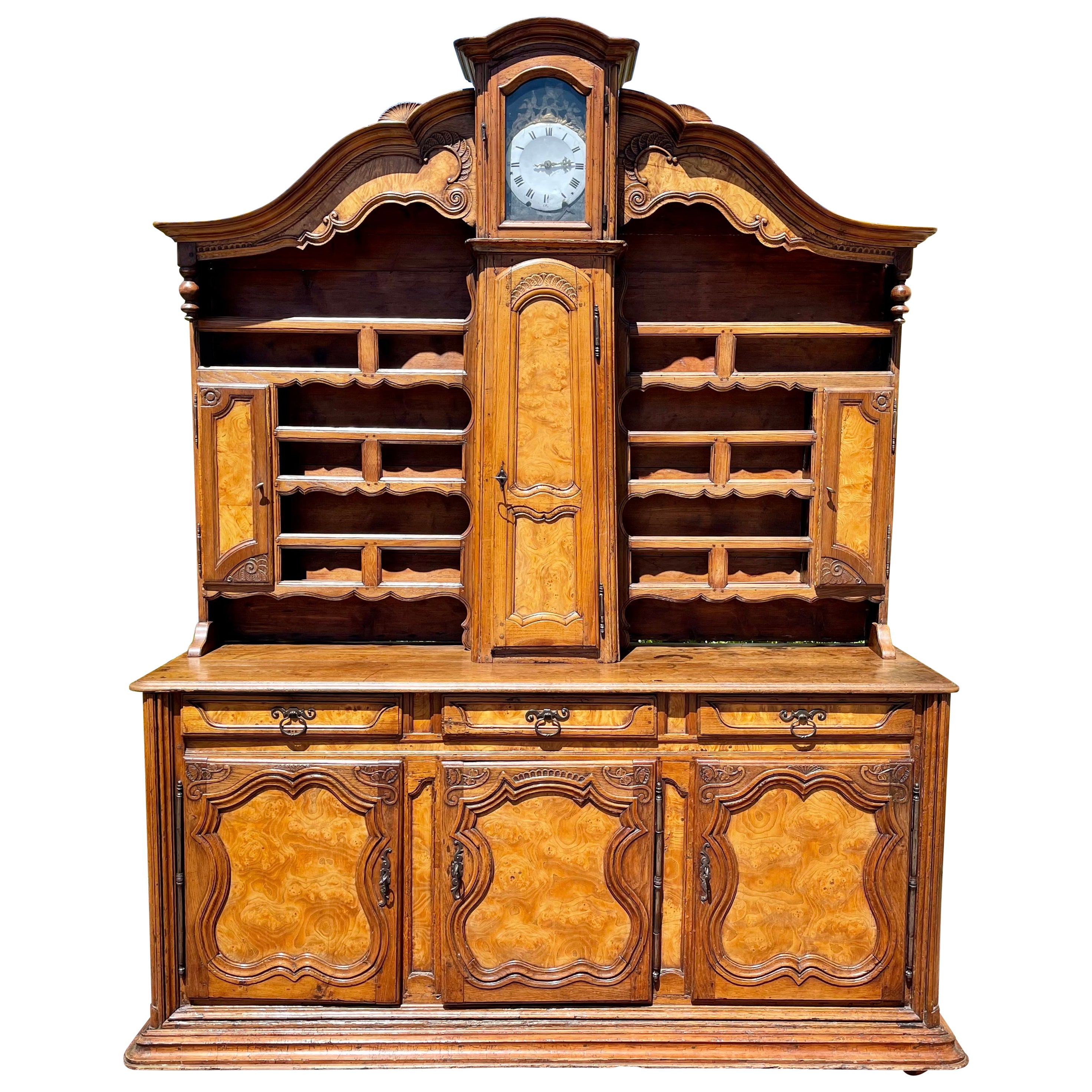 18th Century, Bressan Dresser with Elm Clock For Sale