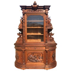 19th Century, Carved Walnut Hunting Buffet