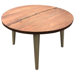 Round Acacia Wood Dining Table on Four Legs from India