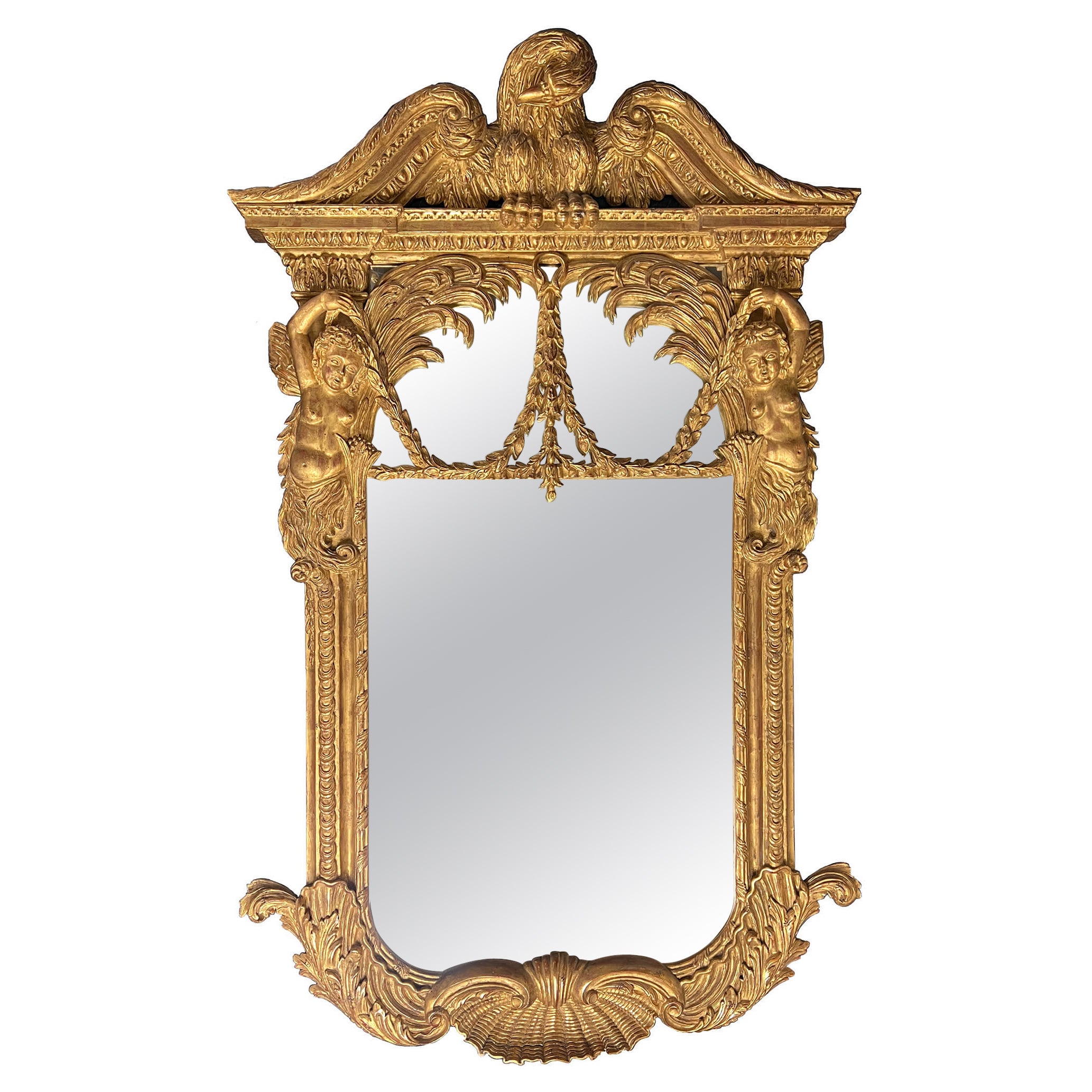 Geschnitzter Spiegel aus vergoldetem Holz im George-II-Stil