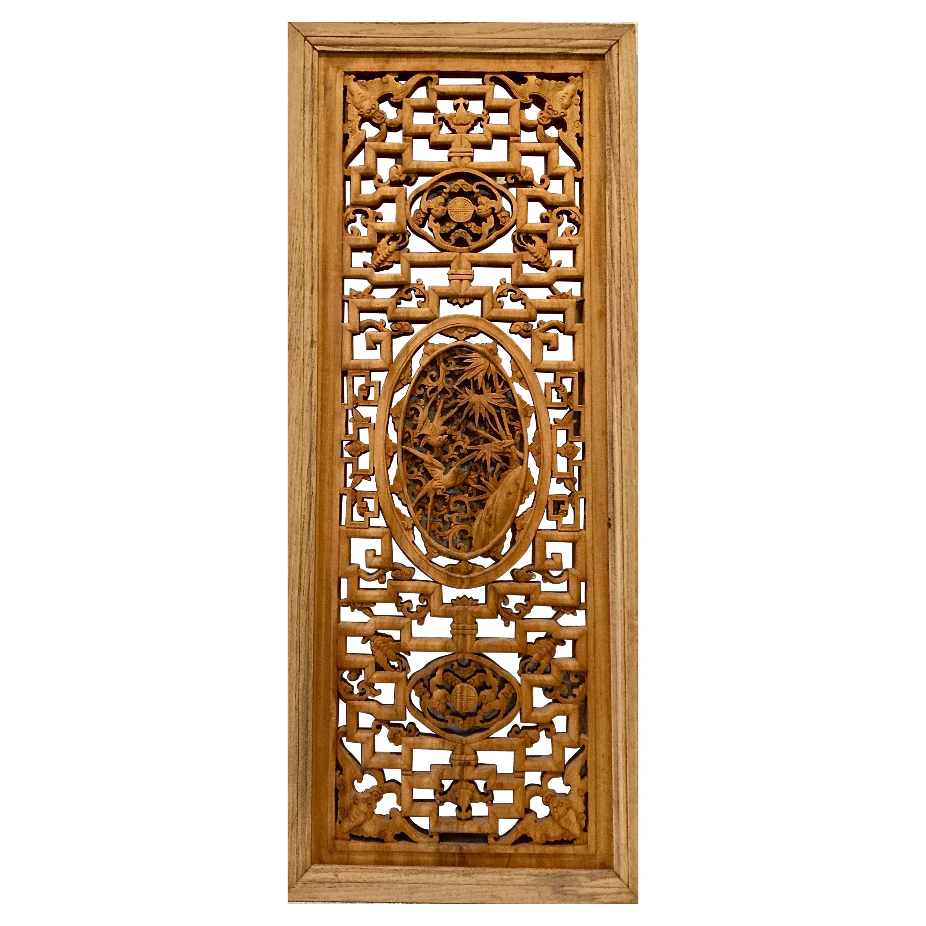 Chinese Decorative Carved Wood Panel For Sale