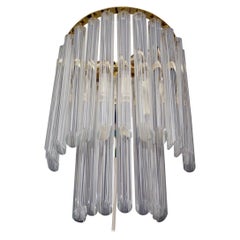 1960s Italy Venini Wall Sconce White Murano Glass and Brass