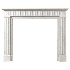 French Carrara Marble White Antique Fireplace Surround